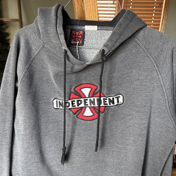 Vintage Other - VINTAGE HOODIE SWEATSHIRT INDEPENDENT TRUCK CO IRON CROSS GRAY RED MEDIUM NICE